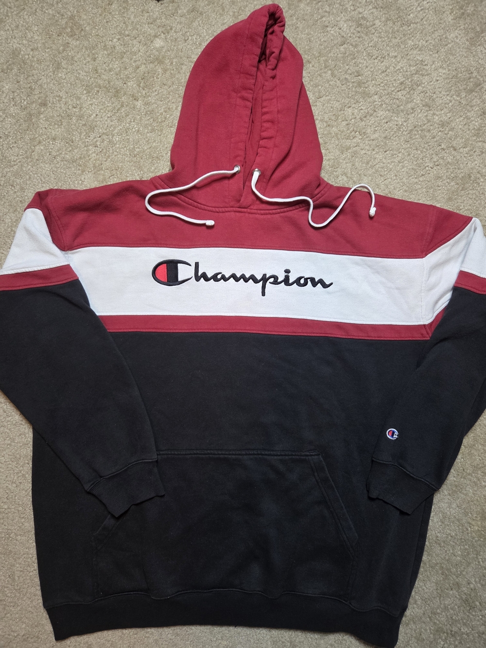 Champion Men's 3XLT Big & Tall Colorblock Pullover Hoodie Red White Black